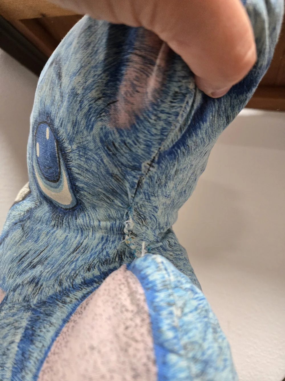 Cranston Cut Sew Blue Pink Bear Pillow 16